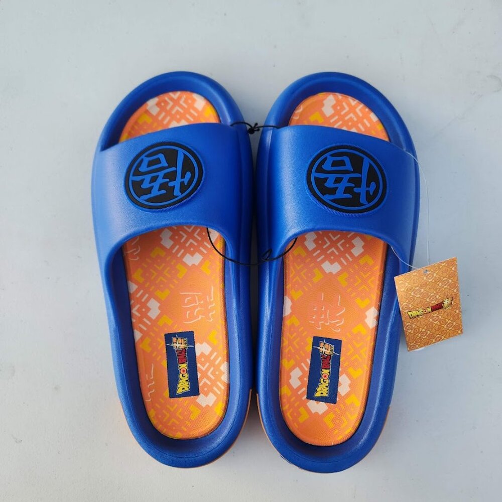 NEW DragonBall Z Dragon Ball Z Men’s Size 8 Slippers Sandals Slides Blue Orange